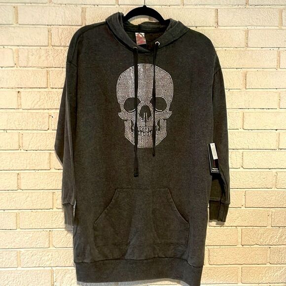 No Boundaries Skull Mineral Wash Hoodie Dress- Size Small (3-5) Juniors - NWT - Picture 1 of 11